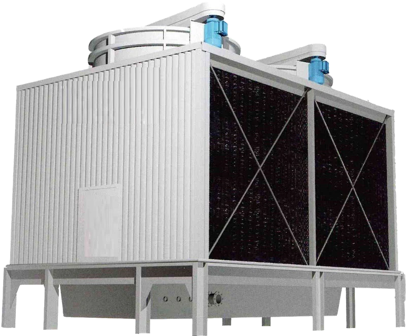 Cross flow rectangular cooling tower with side air inlet louvers